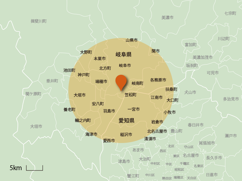 岐阜柳津デンタルクリニック訪問エリアマップ